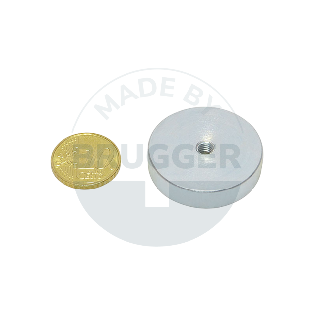 Topfmagnet aus NdFeB Stahlgehäuse mit Innengewinde verzinkt 32mm M5 | © Brugger GmbH