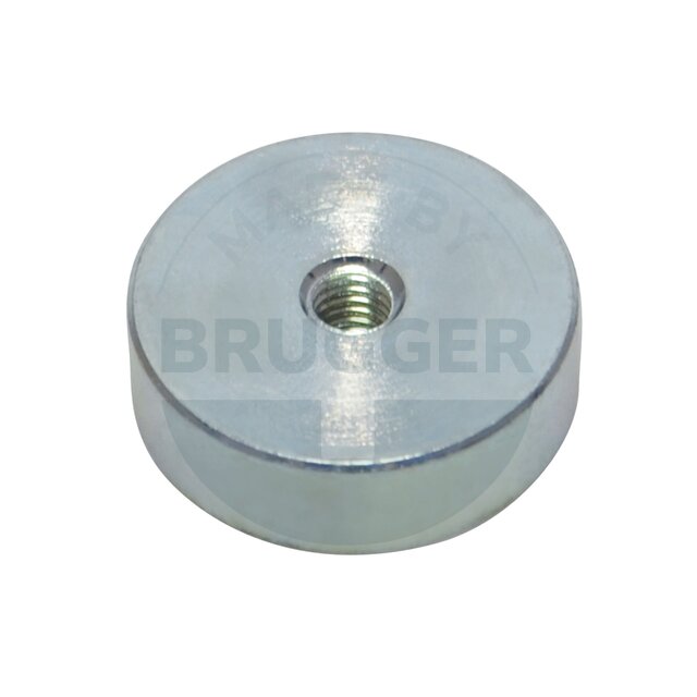 Pot magnet of NdFeB steel housing with internal thread galvanised 20mm M4 | © Brugger GmbH