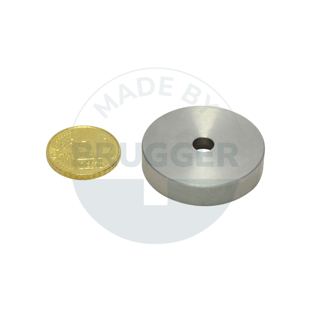 Aimant à pot en SmCo boîtier en acier inoxydable avec alésage cylindrique jusqu'à 350°C 32mm | © Brugger GmbH