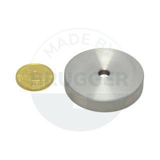 Topfmagnet aus SmCo Edelstahlgehäuse mit Zylinderbohrung bis 350°C 40mm | © Brugger GmbH