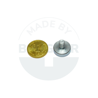 Pot magnet of SmCo steel housing with external thread galvanised 16mm M6x8 | © Brugger GmbH