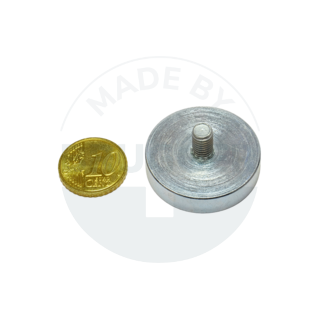 Pot magnet of SmCo steel housing with external thread galvanised 32mm M6x10 | © Brugger GmbH