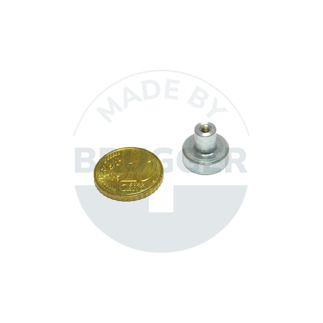 Aimant à pot en SmCo boîtier en acier avec douille filetée galvanisé 13mm | © Brugger GmbH