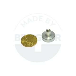 Topfmagnet aus SmCo Stahlgehäuse mit Gewindebuchse verzinkt 16mm | © Brugger GmbH