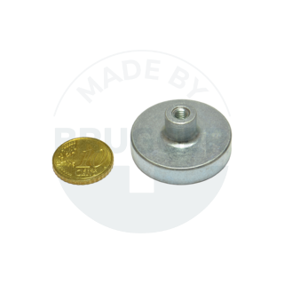 Topfmagnet aus SmCo Stahlgehäuse mit Gewindebuchse verzinkt 32mm | © Brugger GmbH