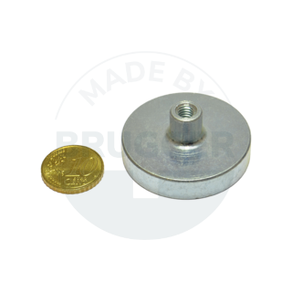 Topfmagnet aus SmCo Stahlgehäuse mit Gewindebuchse verzinkt 40mm | © Brugger GmbH