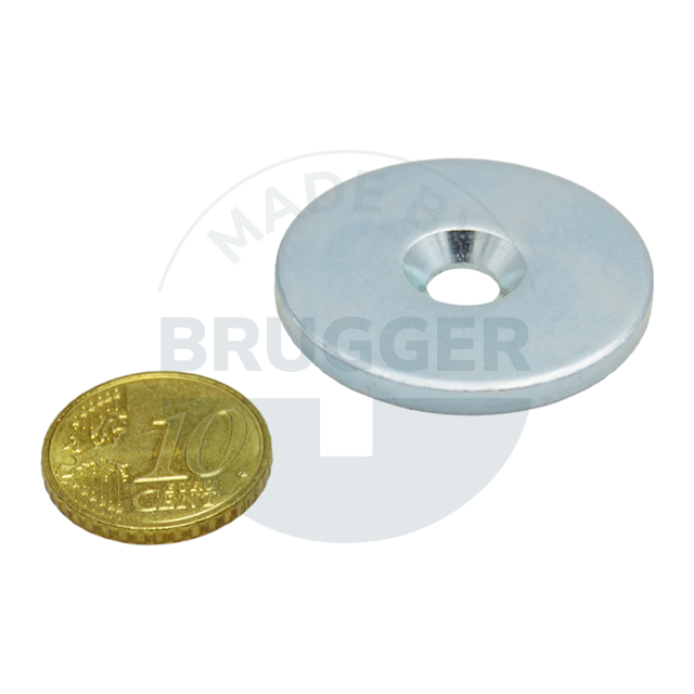 Metal disc with bore and counter bore, stop edge 90° | © Brugger GmbH