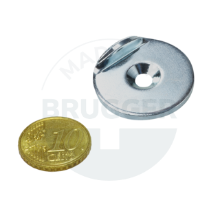 Metallscheibe mit Bohrung und Senkung, Anschlagkante 90° | © Brugger GmbH