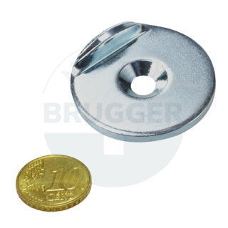 Metallscheibe mit Bohrung und Senkung, Anschlagkante 90° | © Brugger GmbH