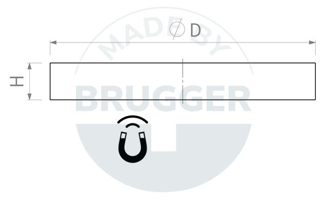 technical drawing Magnetic system with plastic coating Rubberised holding surface round | © Brugger GmbH