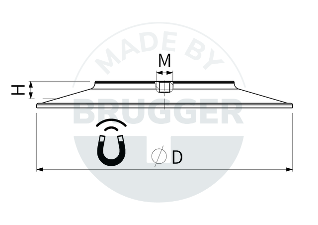 technische Zeichnung Magnetsystem rund mit Saugnapf und Innengewinde | © Brugger GmbH
