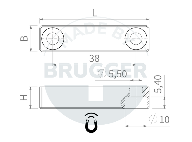 technical drawing Magnetic fittings | © Brugger GmbH