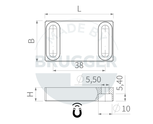 technical drawing Magnetic fittings | © Brugger GmbH