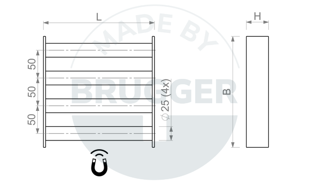 technical drawing Magnetic filter grid made of NdFeB | © Brugger GmbH