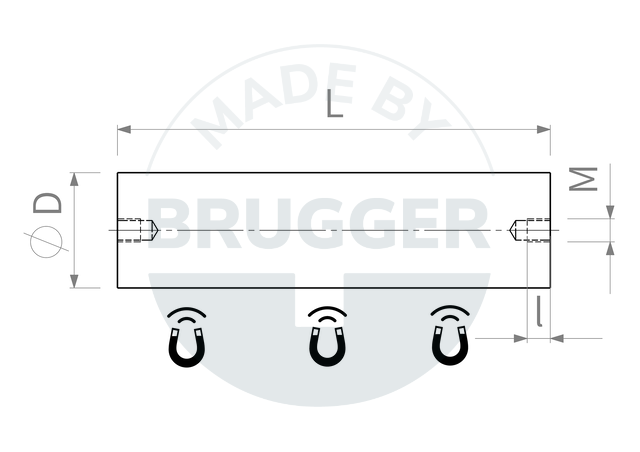 dessin technique Barres de filtre magnétique en NdFeB | © Brugger GmbH