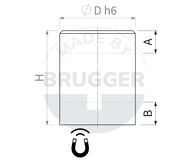 technical drawing Rod gripper made of NdFeB with brass housing | © Brugger GmbH