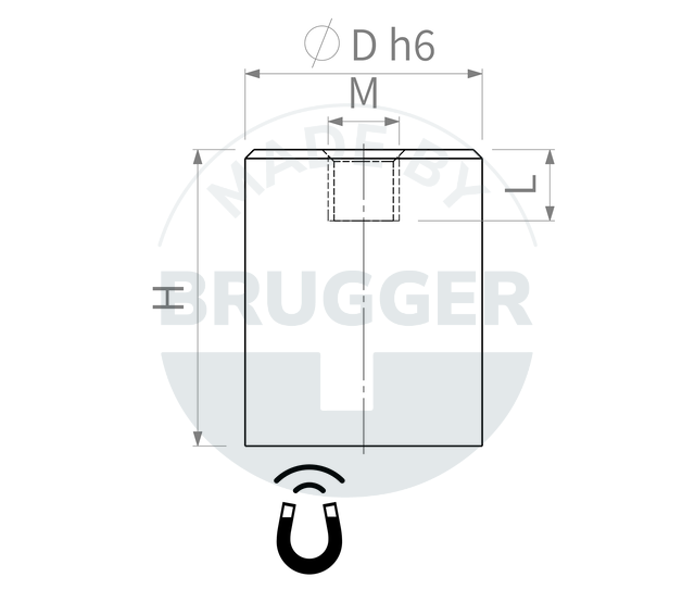technical drawing Rod gripper made of NdFeB with brass housing | © Brugger GmbH