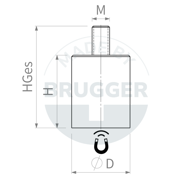 technical drawing Rod gripper made of NdFeB with steel housing | © Brugger GmbH