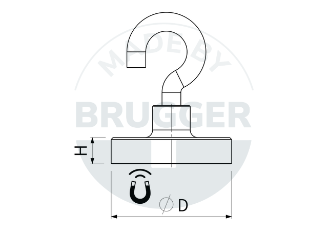 technische Zeichnung Topfmagnete aus NdFeB mit Haken | © Brugger GmbH