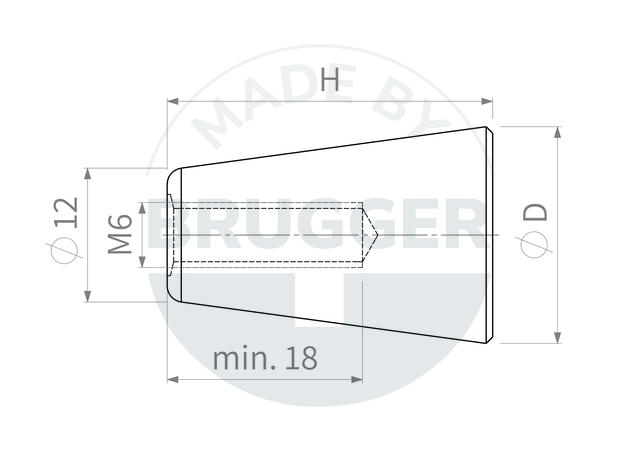 technical drawing Handles with internal thread | © Brugger GmbH