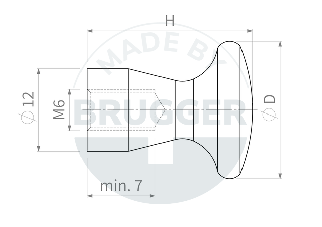 technical drawing Handles with internal thread | © Brugger GmbH