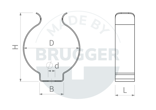 technical drawing Galvanised metal clamp for screwing onto systems | © Brugger GmbH