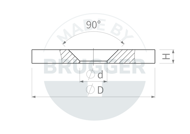technical drawing Metal disc with bore and countersink | © Brugger GmbH