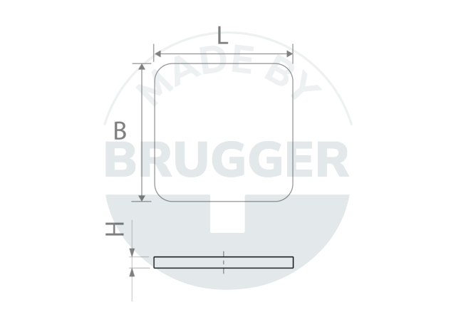 technische Zeichnung Haftplatte mit Nanoklebepad | © Brugger GmbH